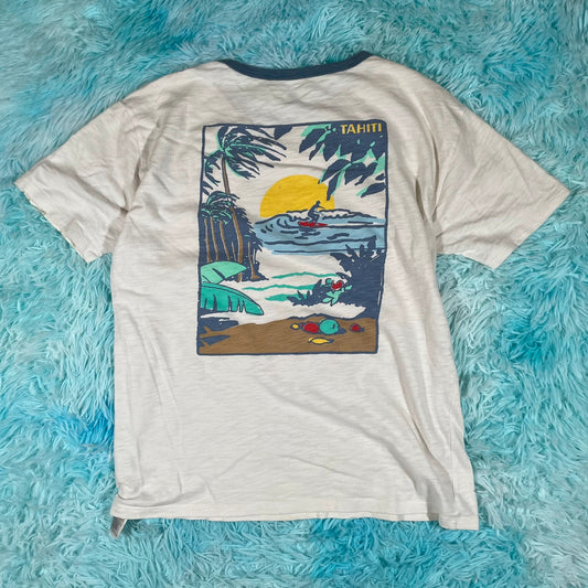 White Gap Beach Graphic T Shirt - Womens XXL