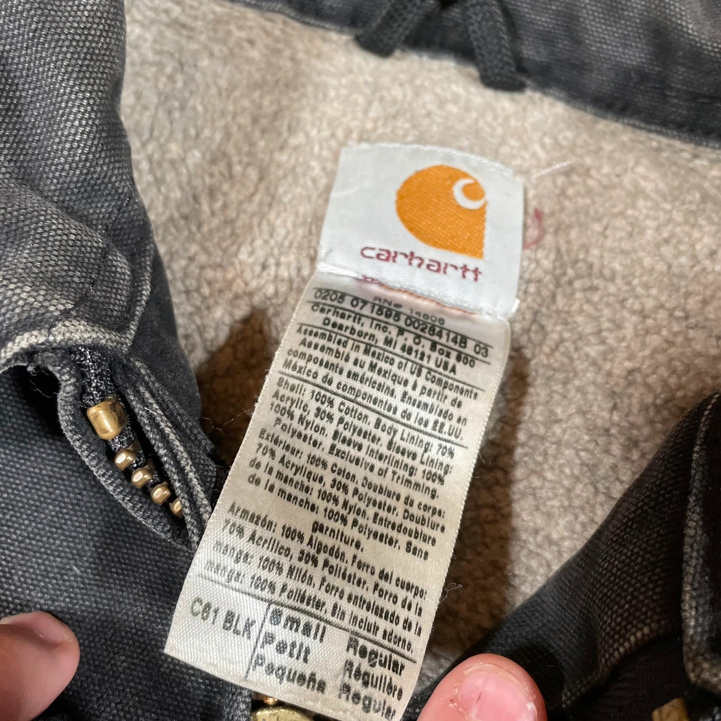 Black Carhartt Jacket Sherpa Lines Ridge Coat - Small