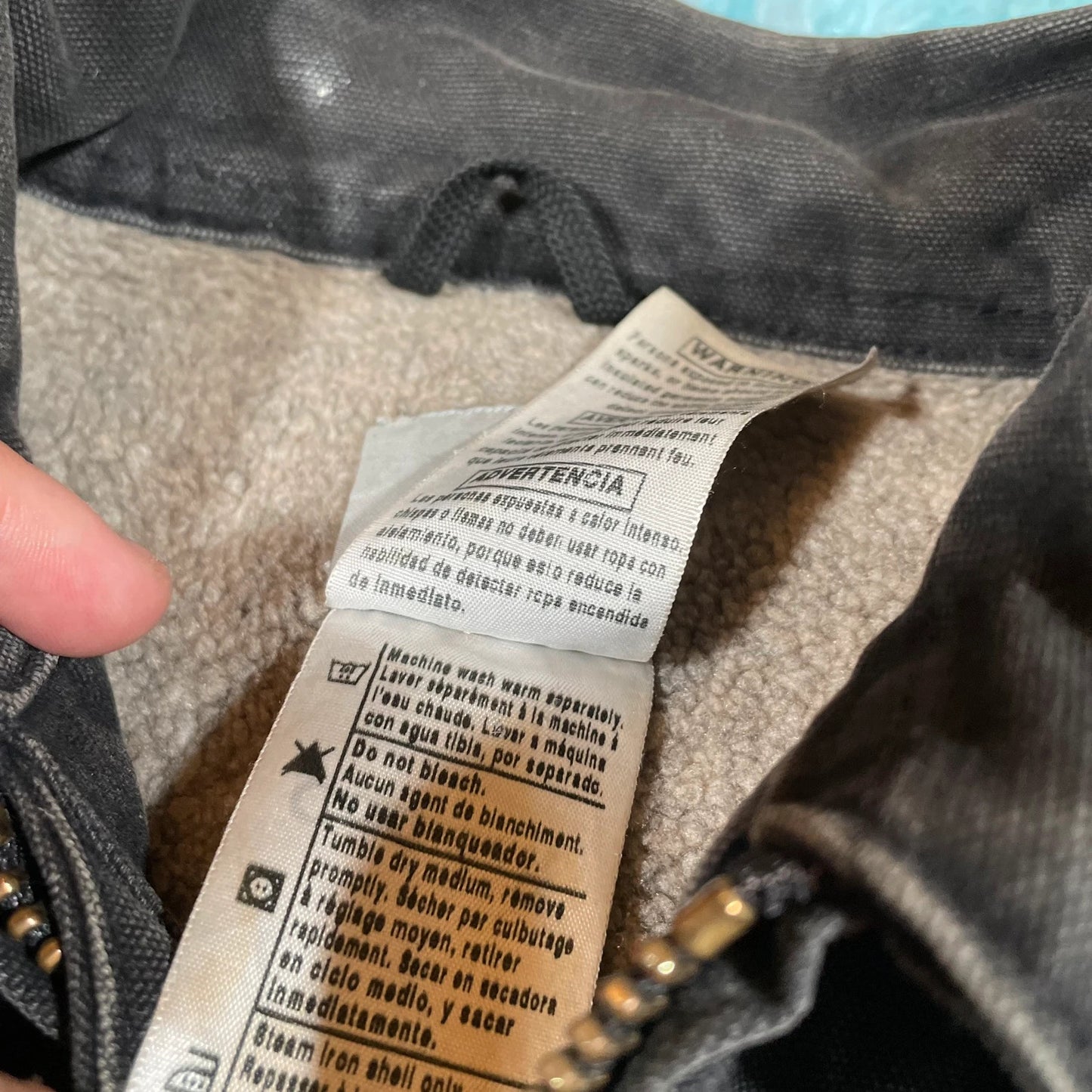Black Carhartt Jacket Sherpa Lines Ridge Coat - Small