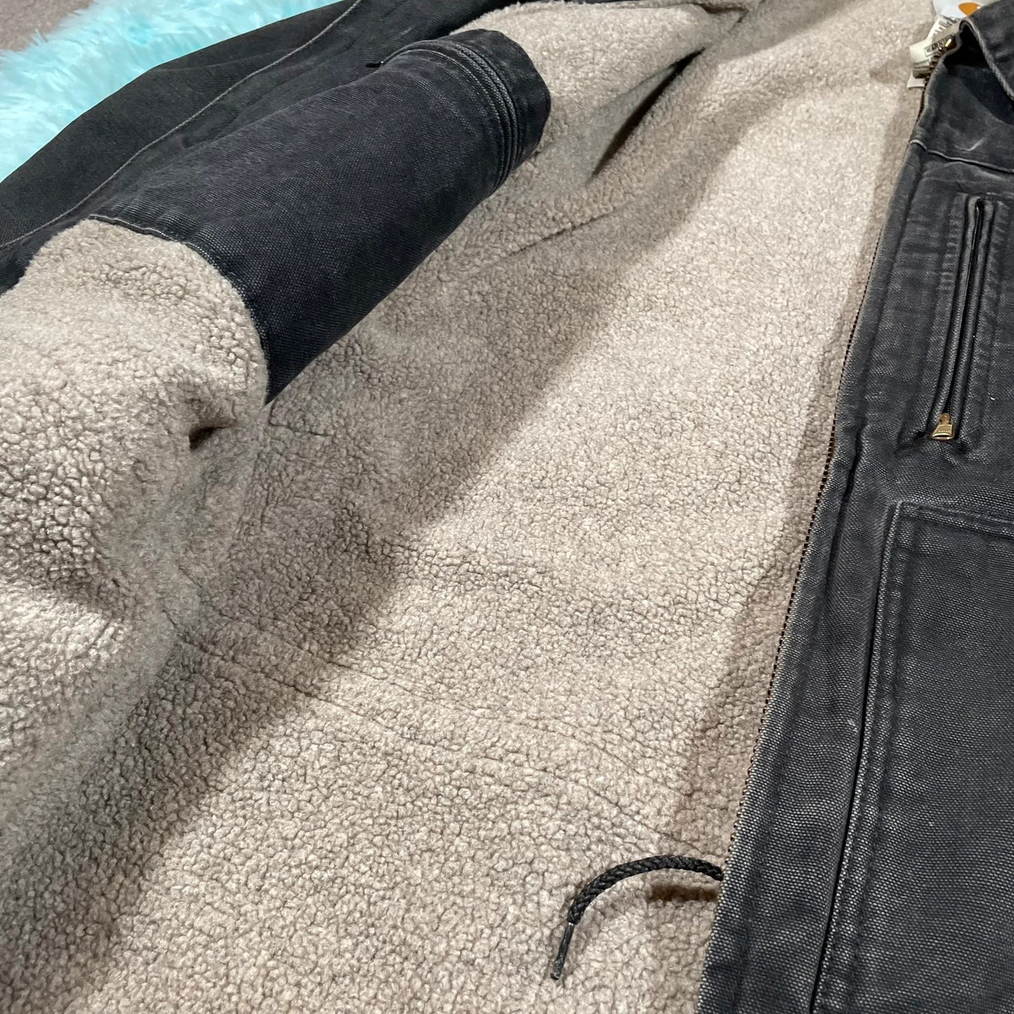 Black Carhartt Jacket Sherpa Lines Ridge Coat - Small