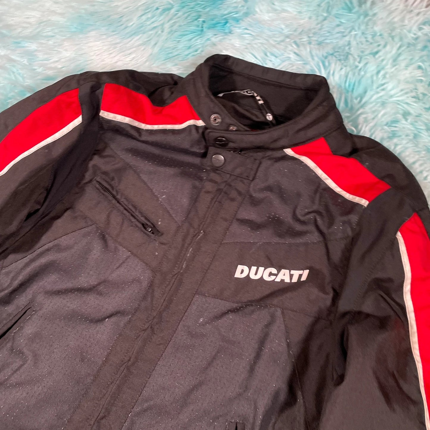 Black & Red Ducati Biker Jacket - Medium