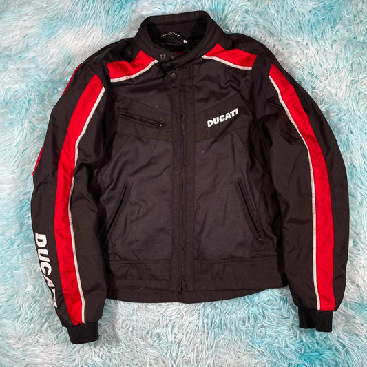 Black & Red Ducati Biker Jacket - Medium