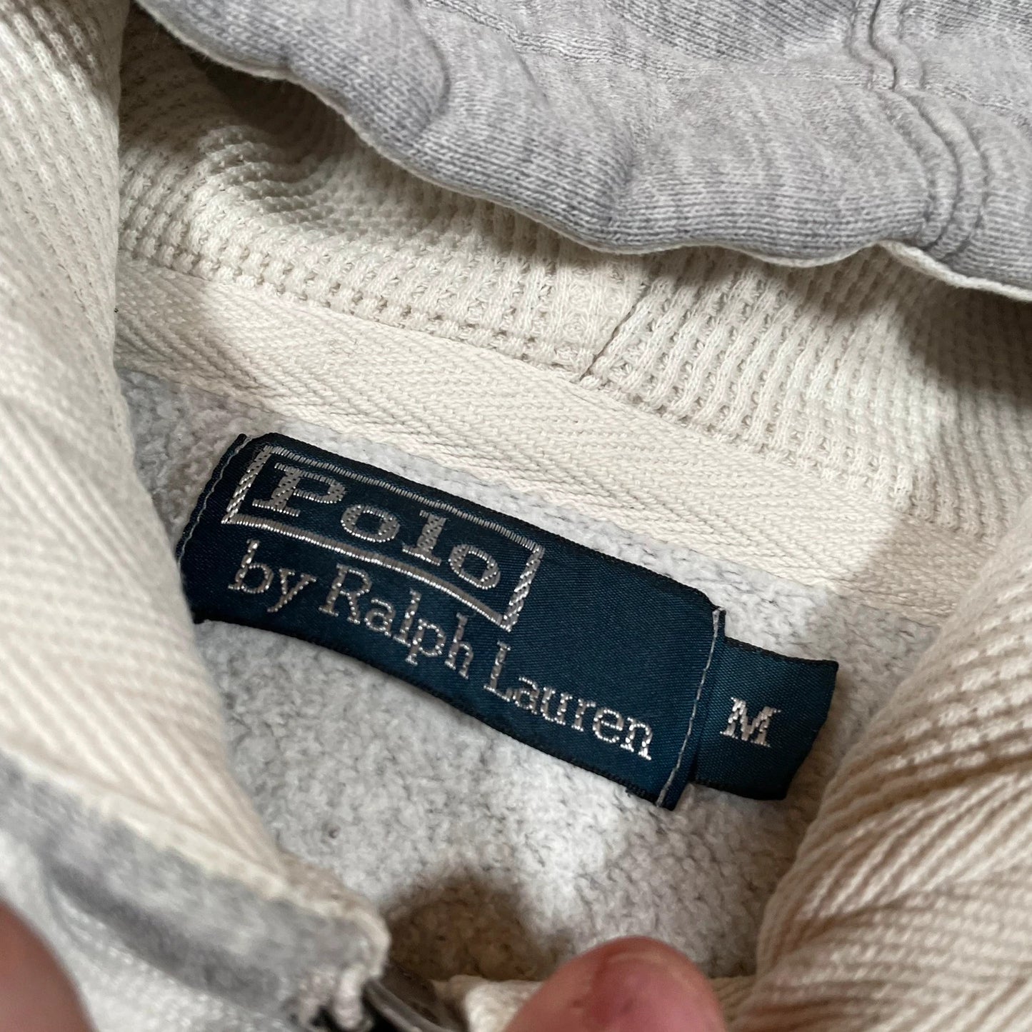Vintage Grey Polo Ralph Lauren Full Zip Hoodie - Medium