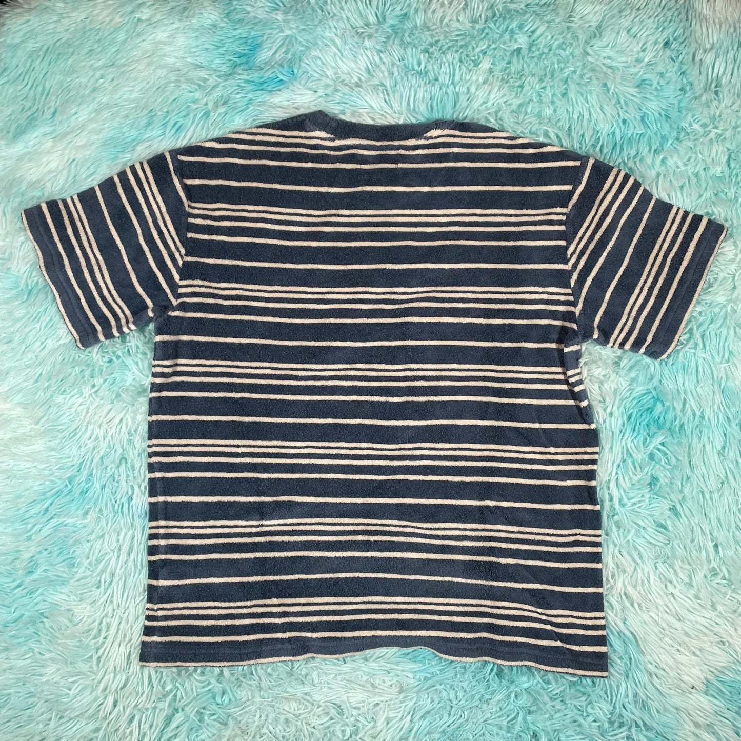 Blue & White Striped Cos T Shirt Toweled - Medium