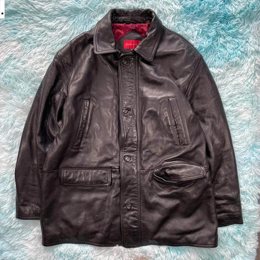 Vintage 90s Black Leather Jacket - Large