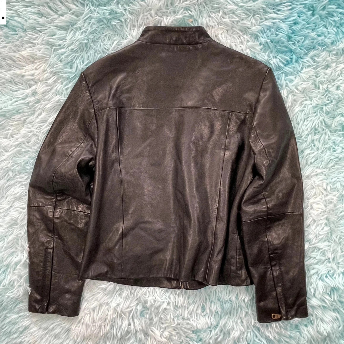 Vintage 90s Boxy Leather Jacket - Size 12