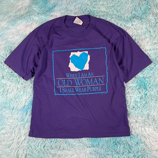 Vintage 90s Purple Woman Graphic T shirt - Largw
