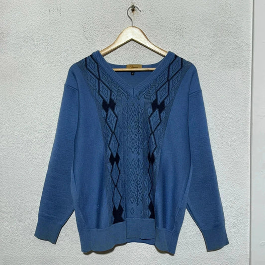 Vintage 90s Light Blue Gabicci Knitted Jumper - Small