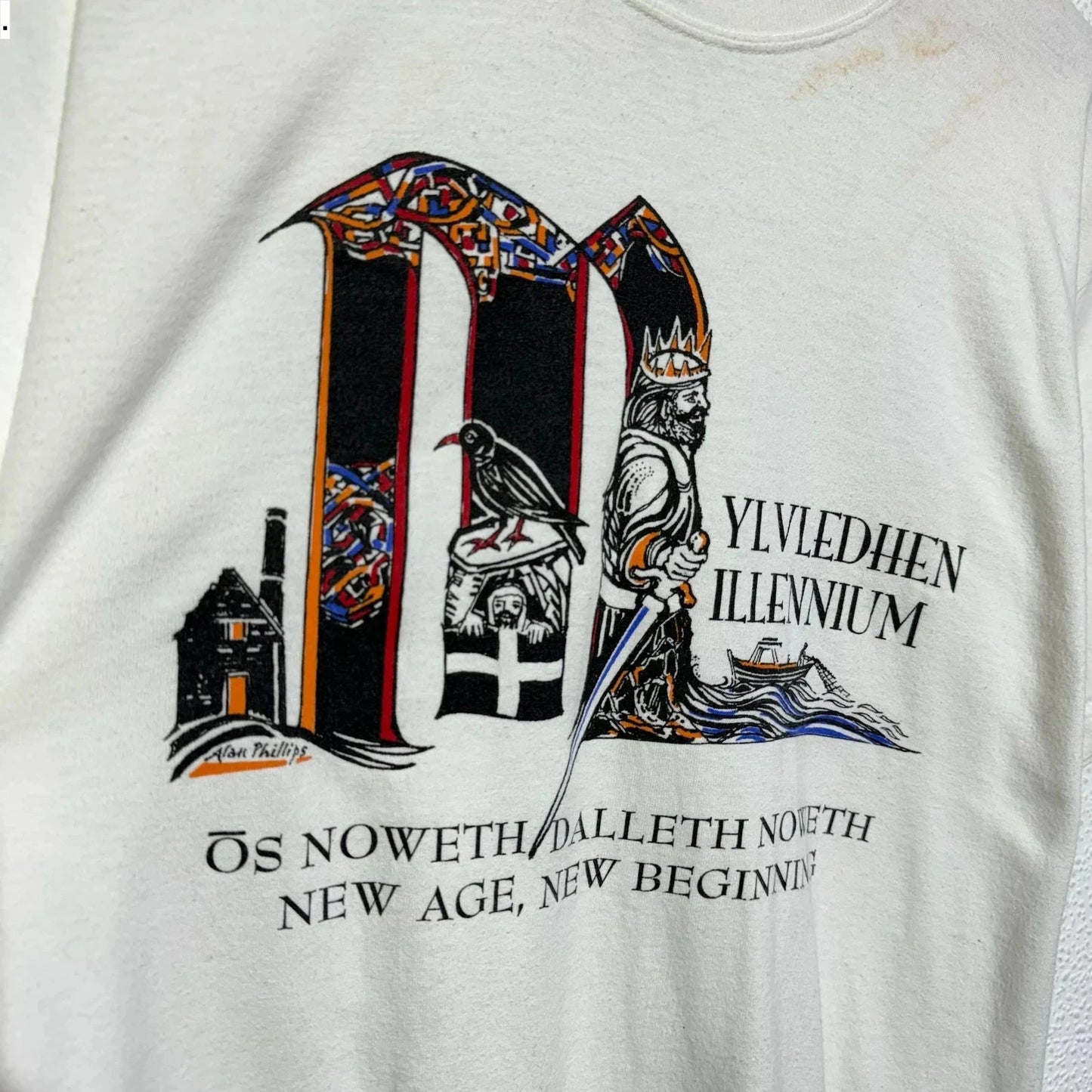 Vintage 90s White Millennium Graphic T Shirt a