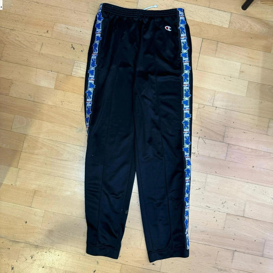 Vintage Black Champion Tracksuit Bottoms 90s Poppers - Medium