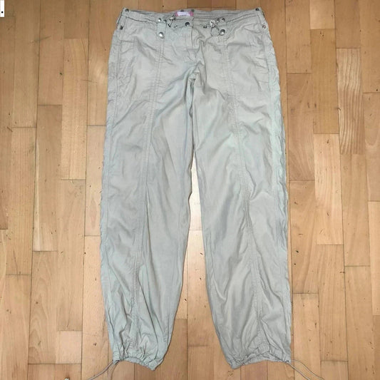 Vintage Cream Beige Modo Parachute Pants Elasticated - Size 12