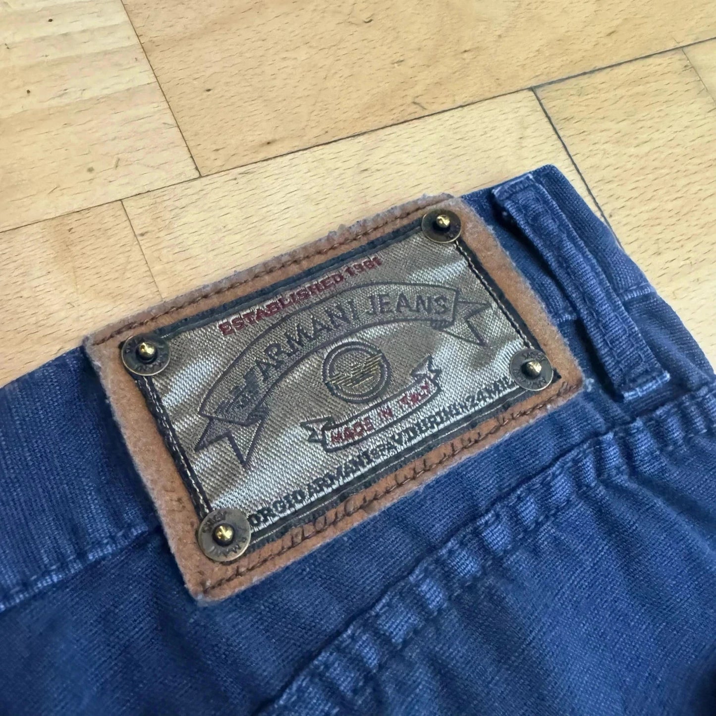 Vintage 90s Navy Armani Jeans Linen Trousers - 32W 30L