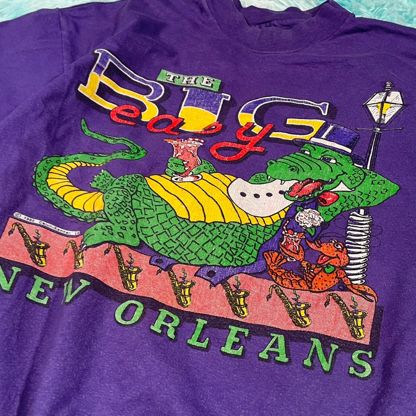 Vintage 80s Purple Jazz Graphic T Shirt - Medium