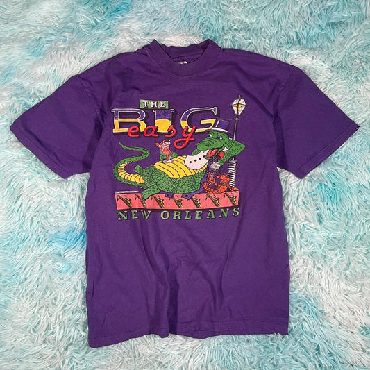 Vintage 80s Purple Jazz Graphic T Shirt - Medium