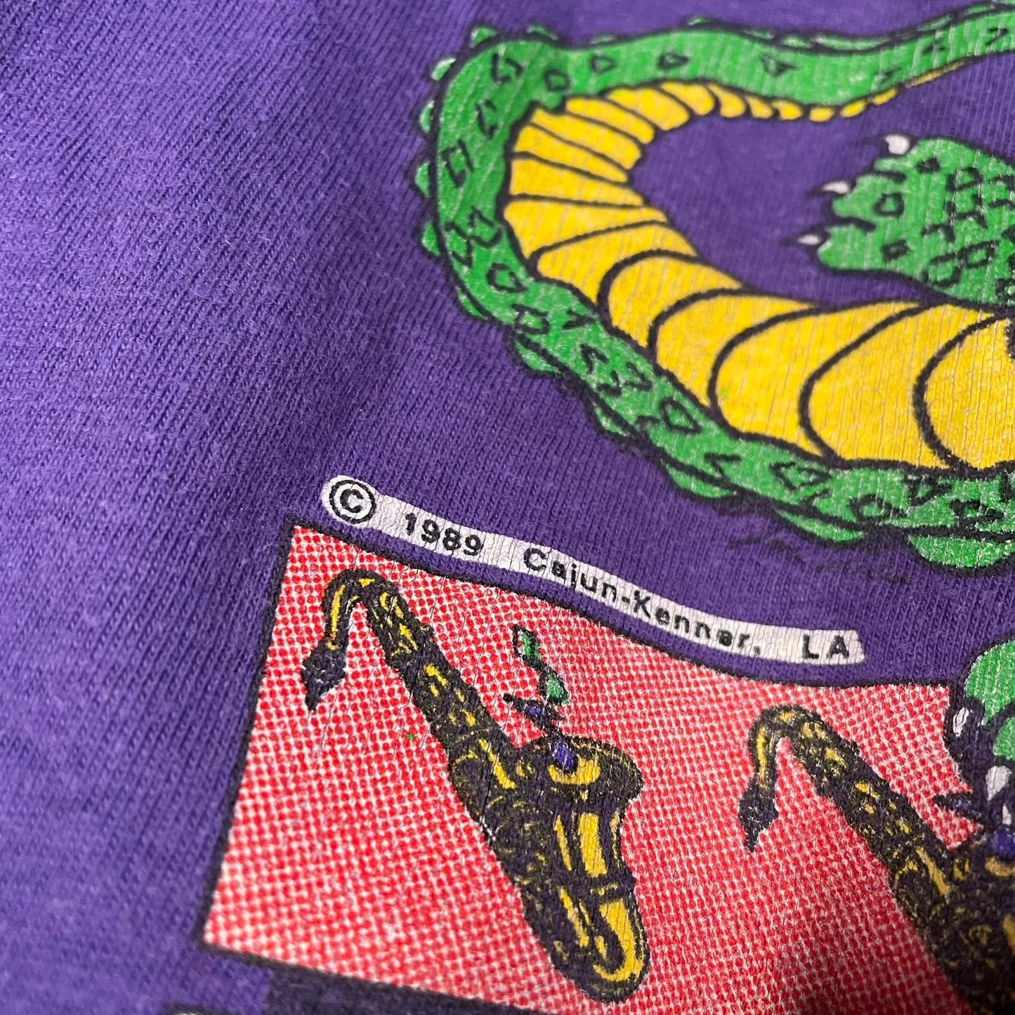 Vintage 80s Purple Jazz Graphic T Shirt - Medium