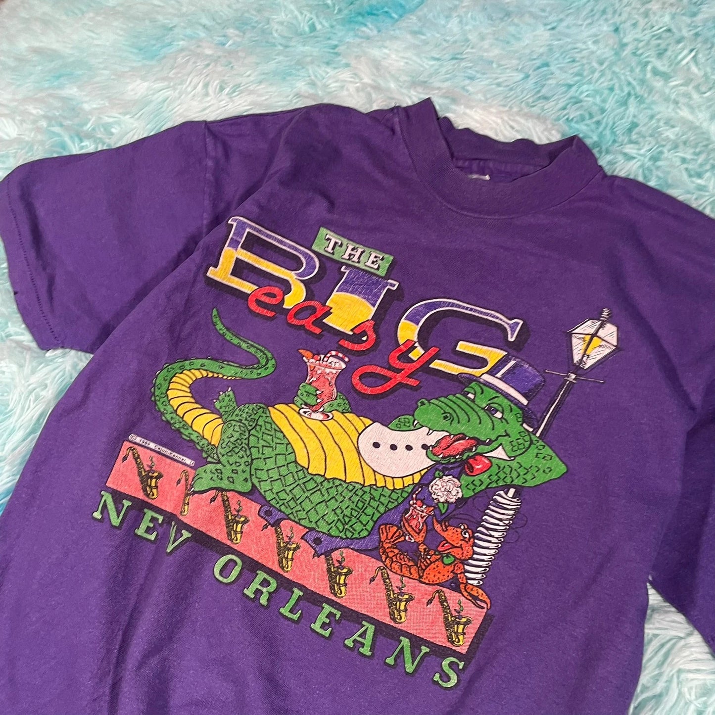 Vintage 80s Purple Jazz Graphic T Shirt - Medium