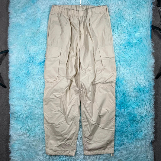 Beige Uniqlo Parachute Pants Nylon Cargo Bottoms - Medium