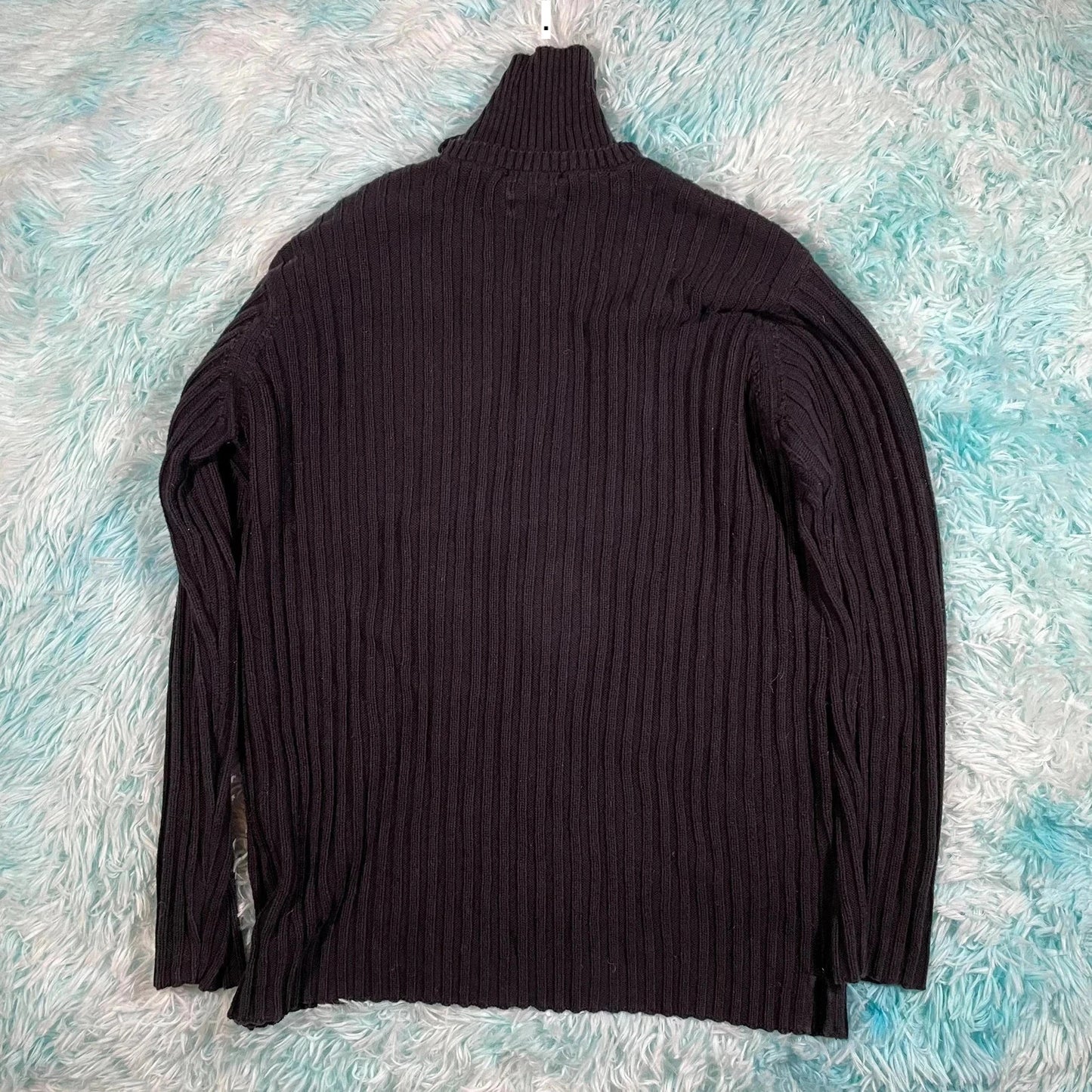 Vintage 00s y2k Black Tommy Hilfiger Knitted Jumper Flag - Large