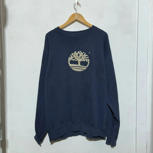 Vintage 90s Navy Timberland Sweatshirt Logo - Large