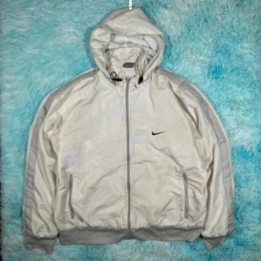 Vintage 00s Y2K White Nike Track Jacket - XL