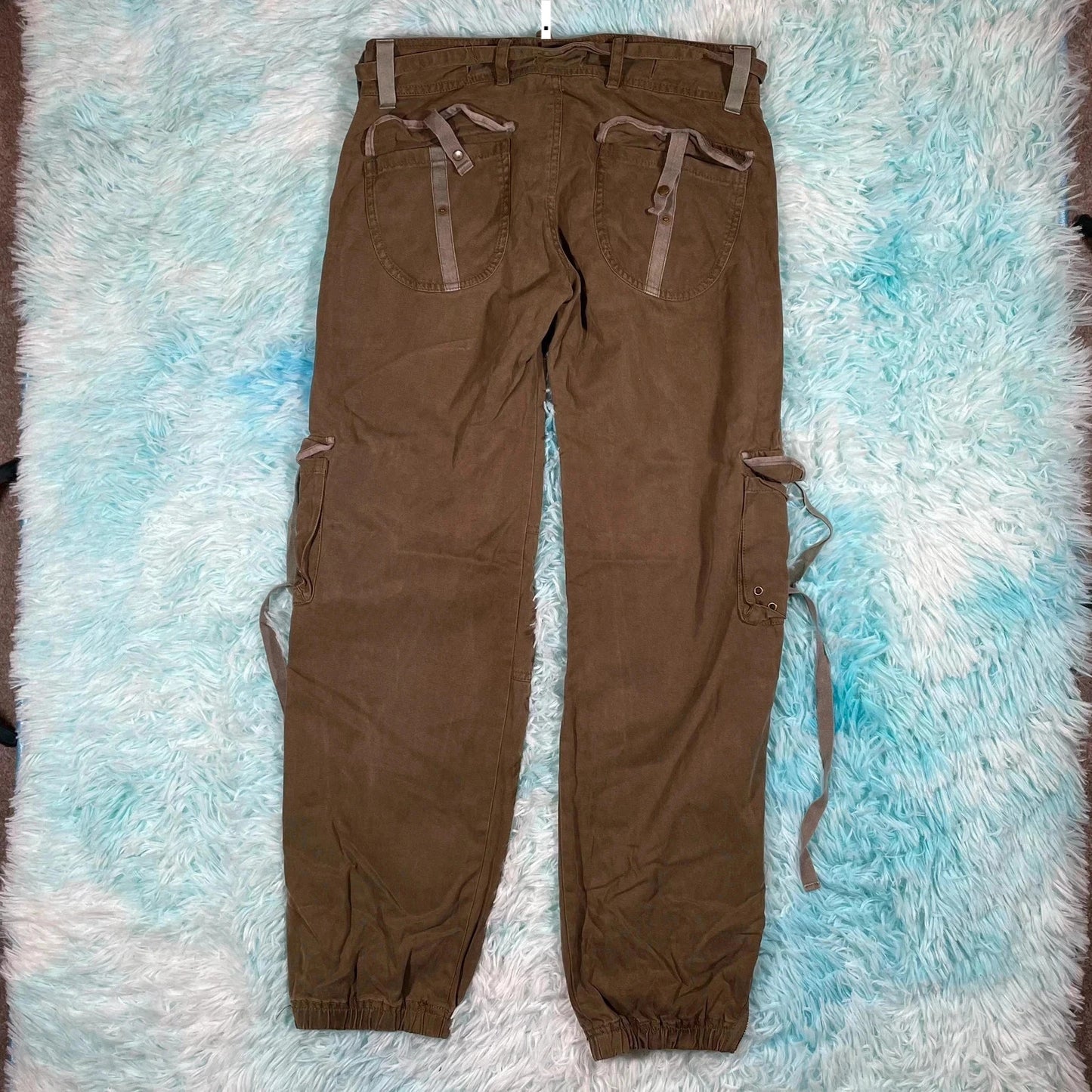 Vintage 00s Y2K Brown Combat Cargo Trousers - UK8