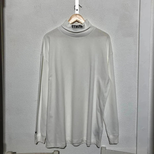 Vintage White Heron Preston Mock Neck T Shirt - Large