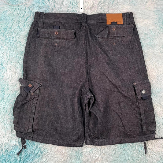 Vintage 00s Navy Cargo Jean Shorts Jorts - 38W
