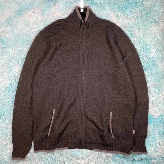 Dark Grey Patagonia Knitted Jumper Full Zip - XL