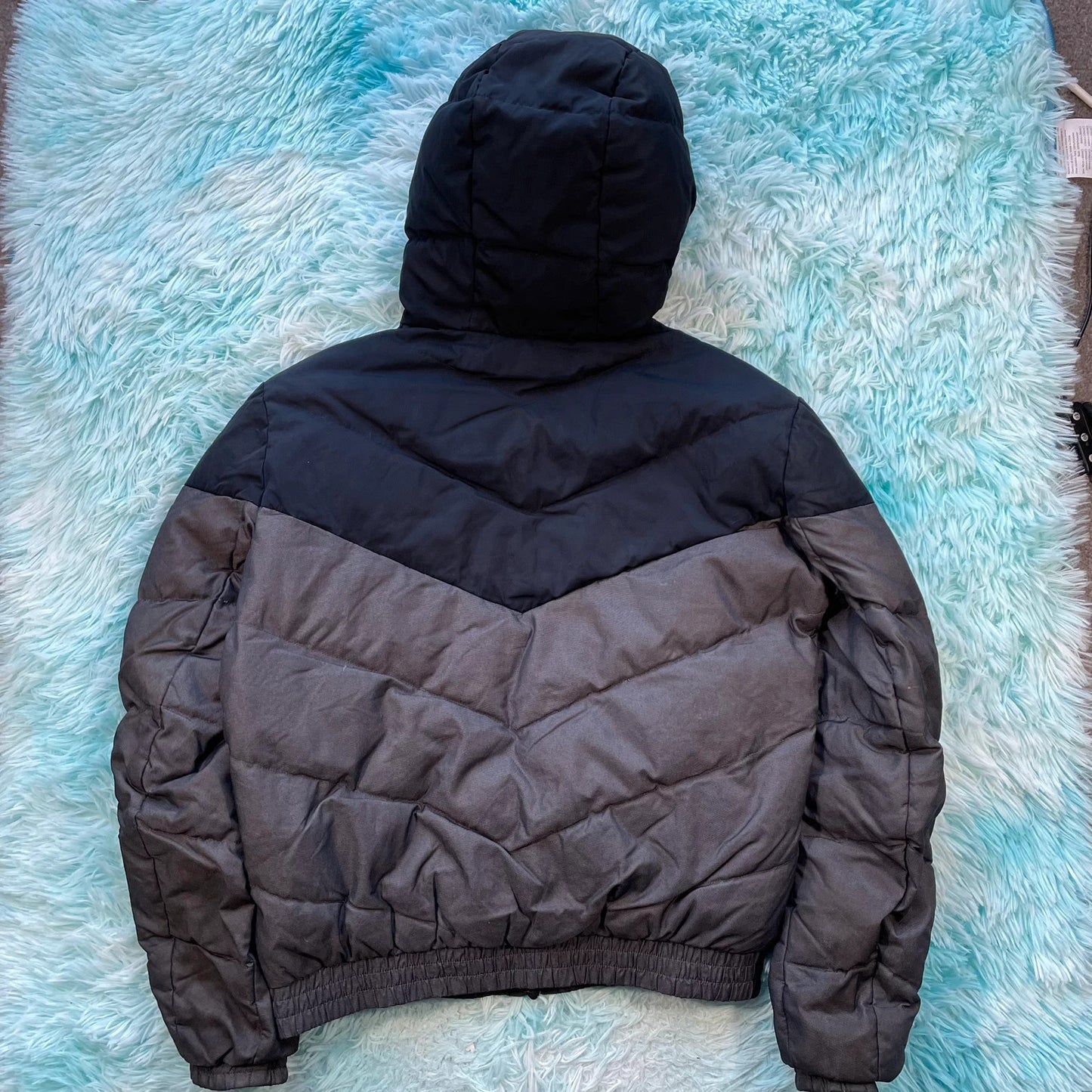 Grey & Navy Armani Jeans Down Puffer Jacket - Small