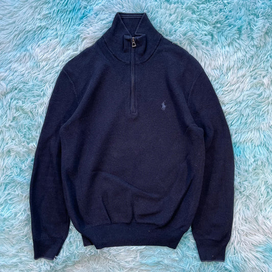 Navy Polo Ralph Lauren 1/4 Zip Sweatshirt - Small