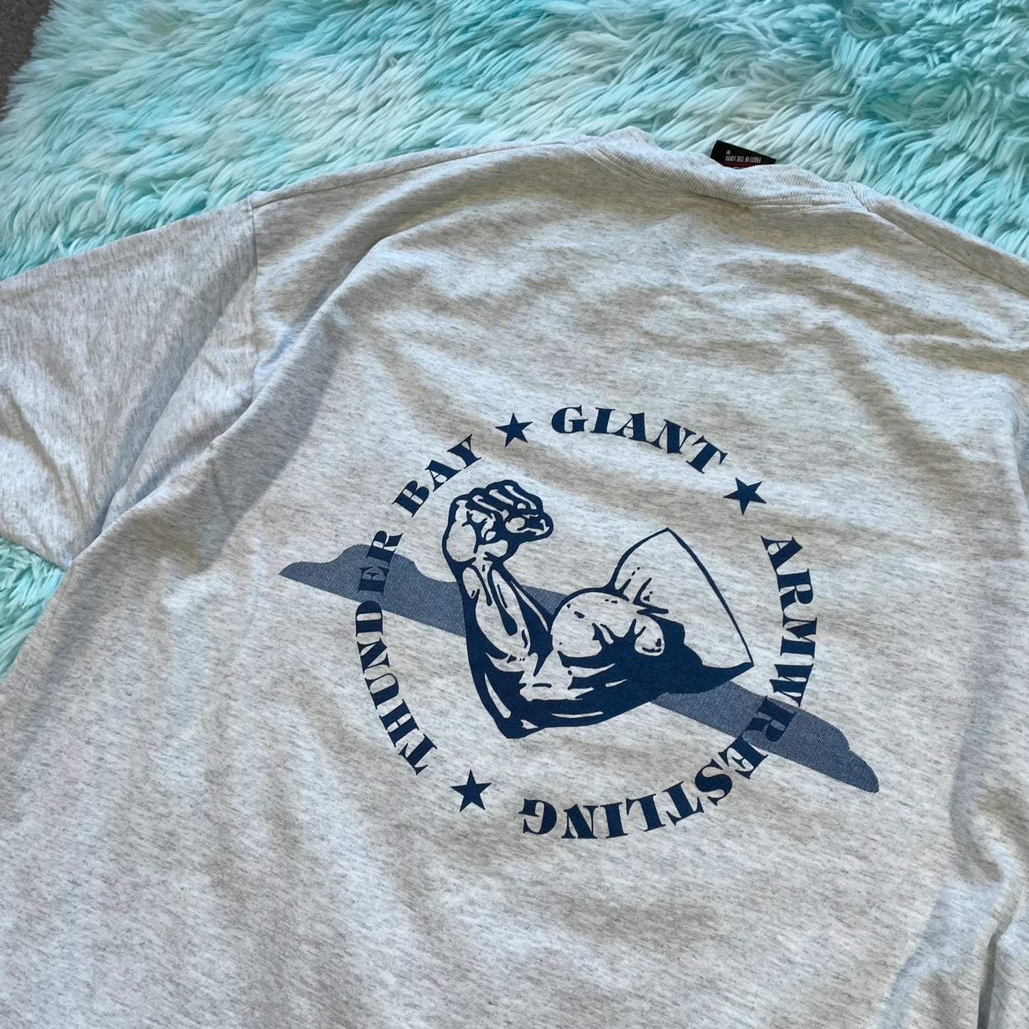 Vintage 90s Grey Arm Wrestling Graphic T Shirt - XL