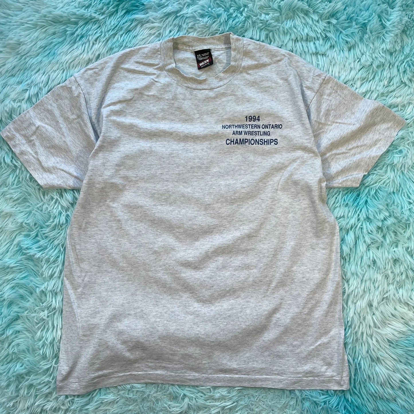 Vintage 90s Grey Arm Wrestling Graphic T Shirt - XL