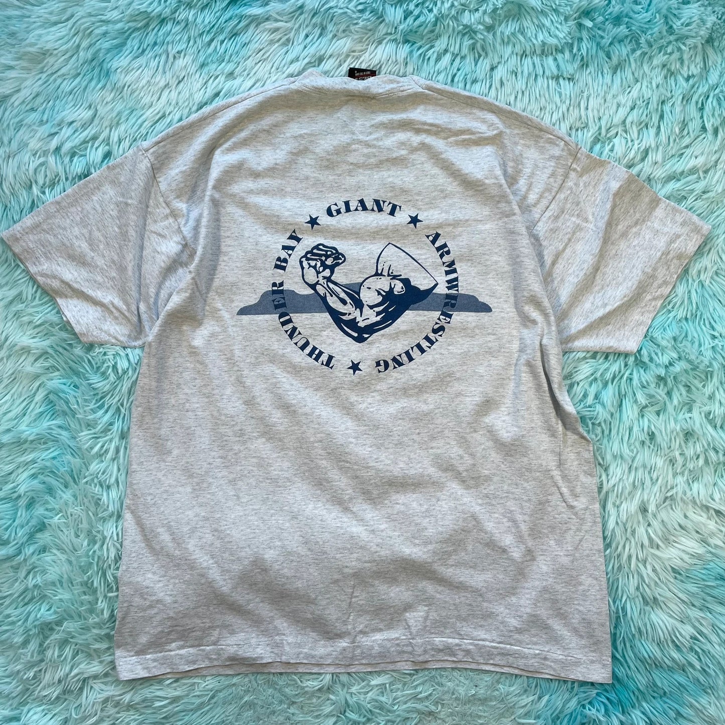 Vintage 90s Grey Arm Wrestling Graphic T Shirt - XL