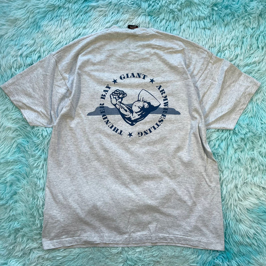 Vintage 90s Grey Arm Wrestling Graphic T Shirt - XL