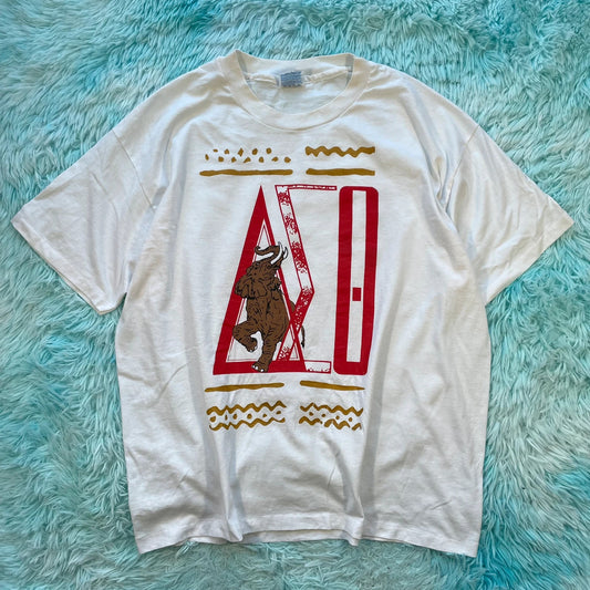 Vintage 90s White Fraternity Graphic T Shirt - XL