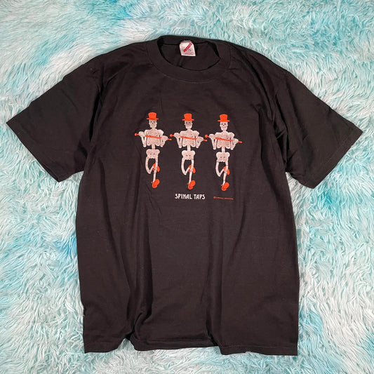 Vintage 90s Black Dancing Skeleton Graphic T shirt - XL