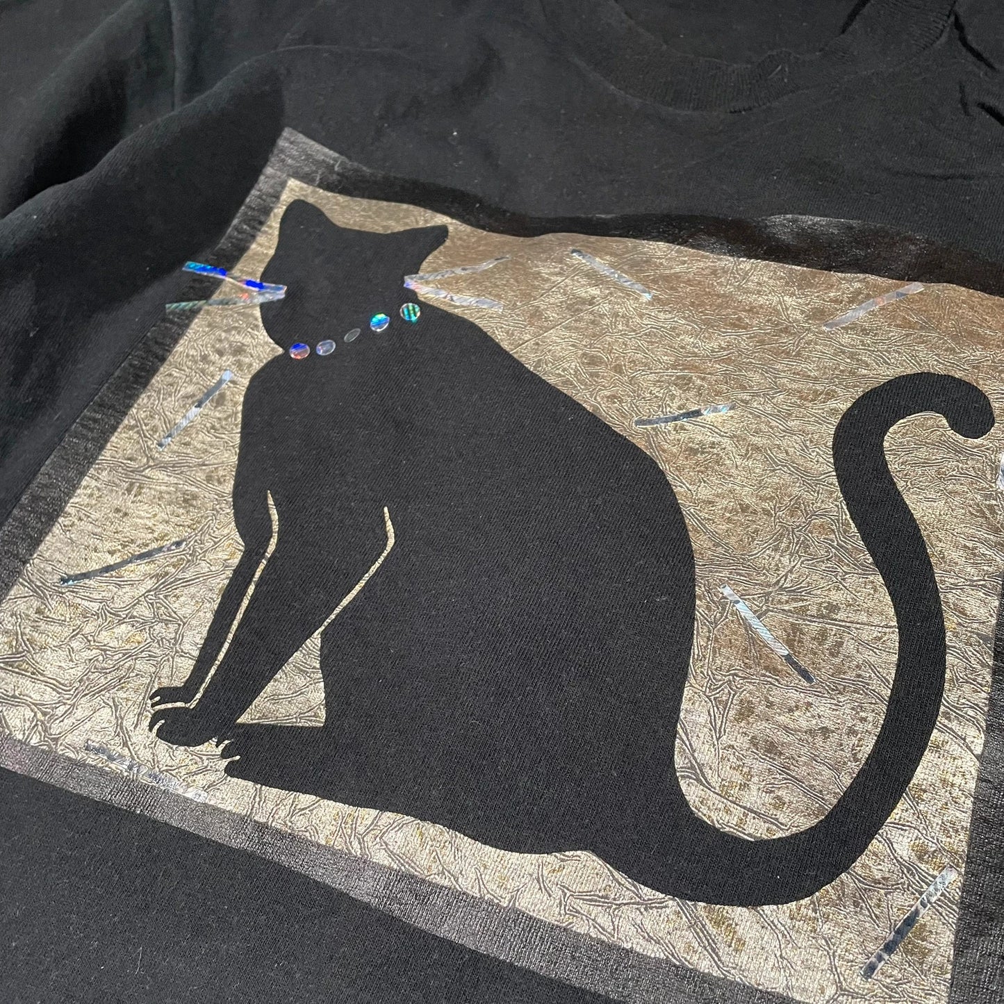 Vintage 90s Black Cat Graphic T Shirt - Large