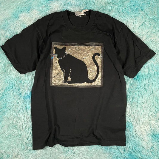 Vintage 90s Black Cat Graphic T Shirt - Large