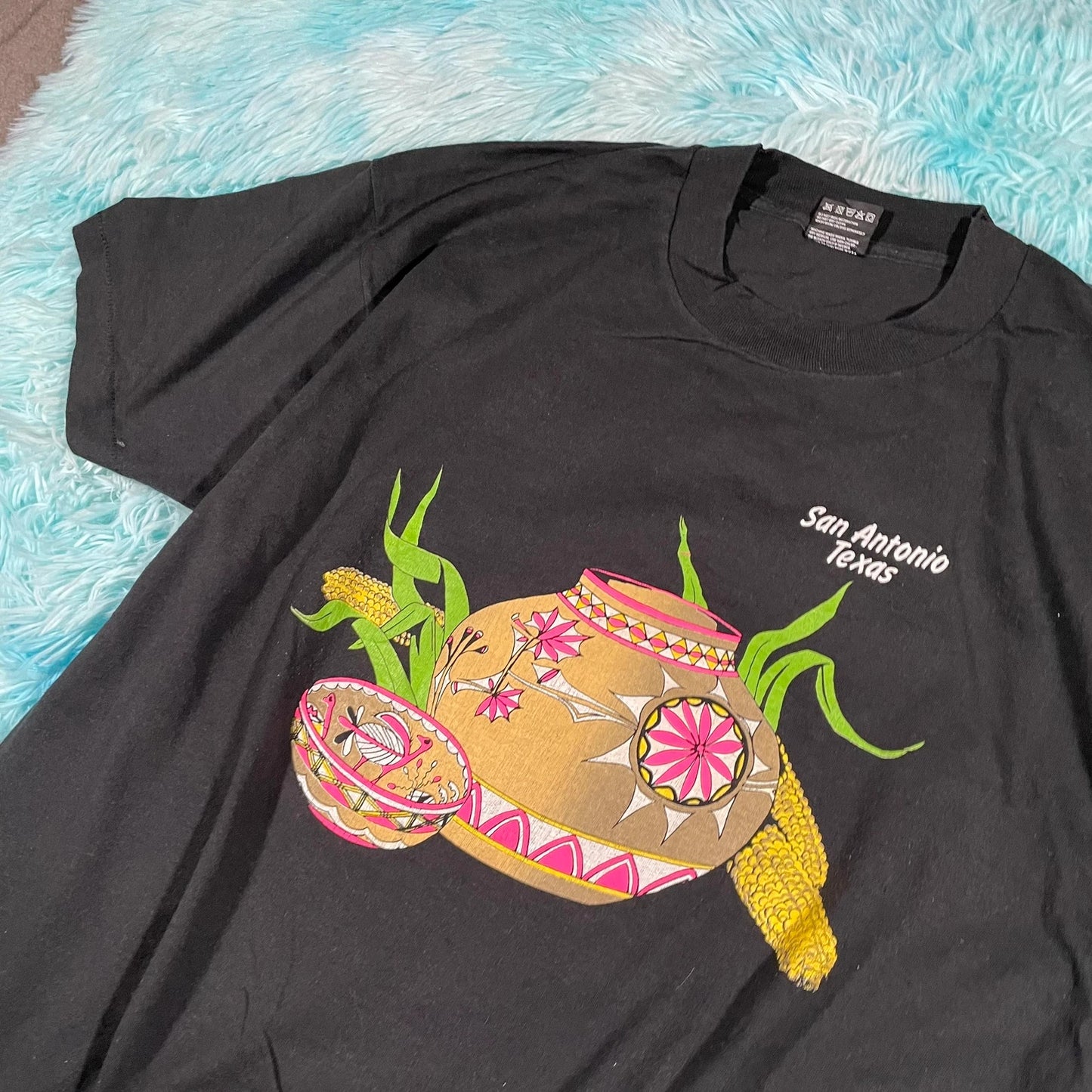 Vintage 90s Black San Antonio Texas Graphic T Shirt - XL