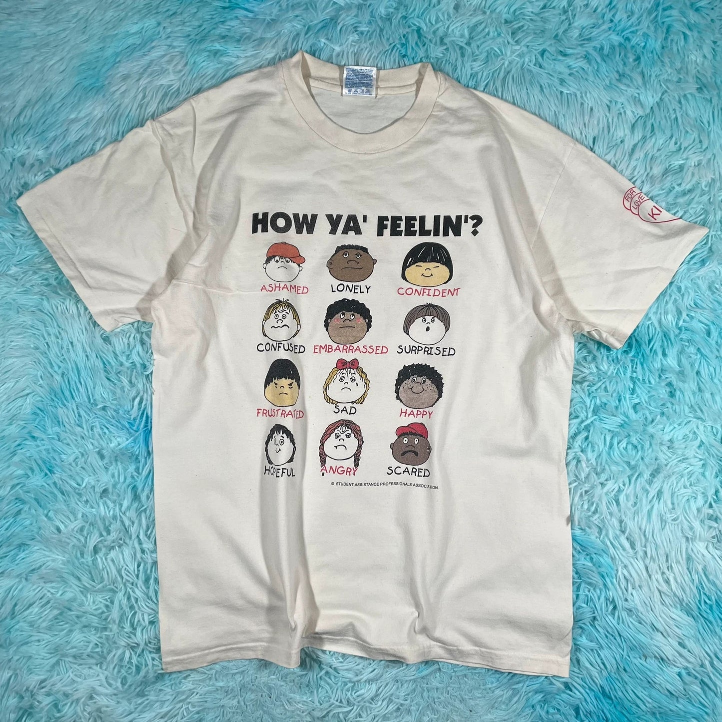 Vintage 90s White Comedy Faces Graphic T Shirt - Large