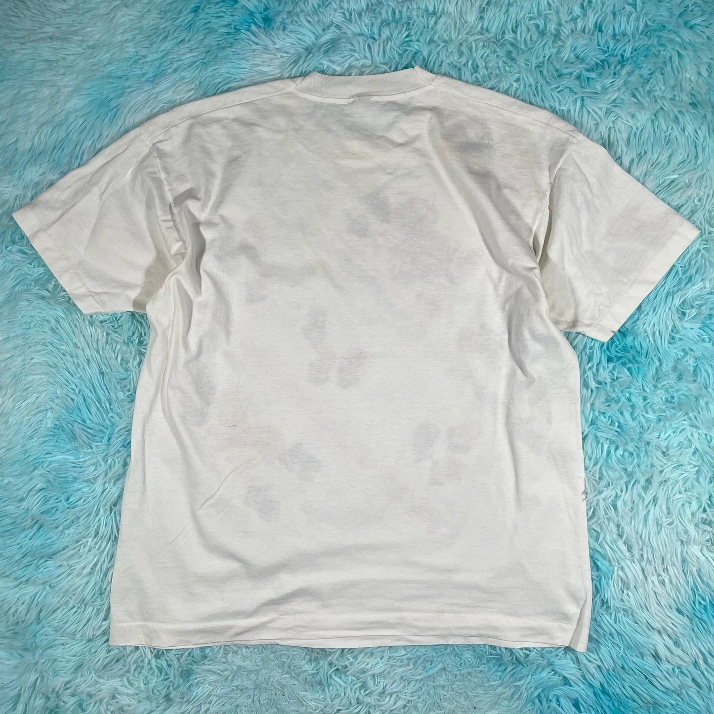 Vintage 80s White Floral Print T Shirt - XL