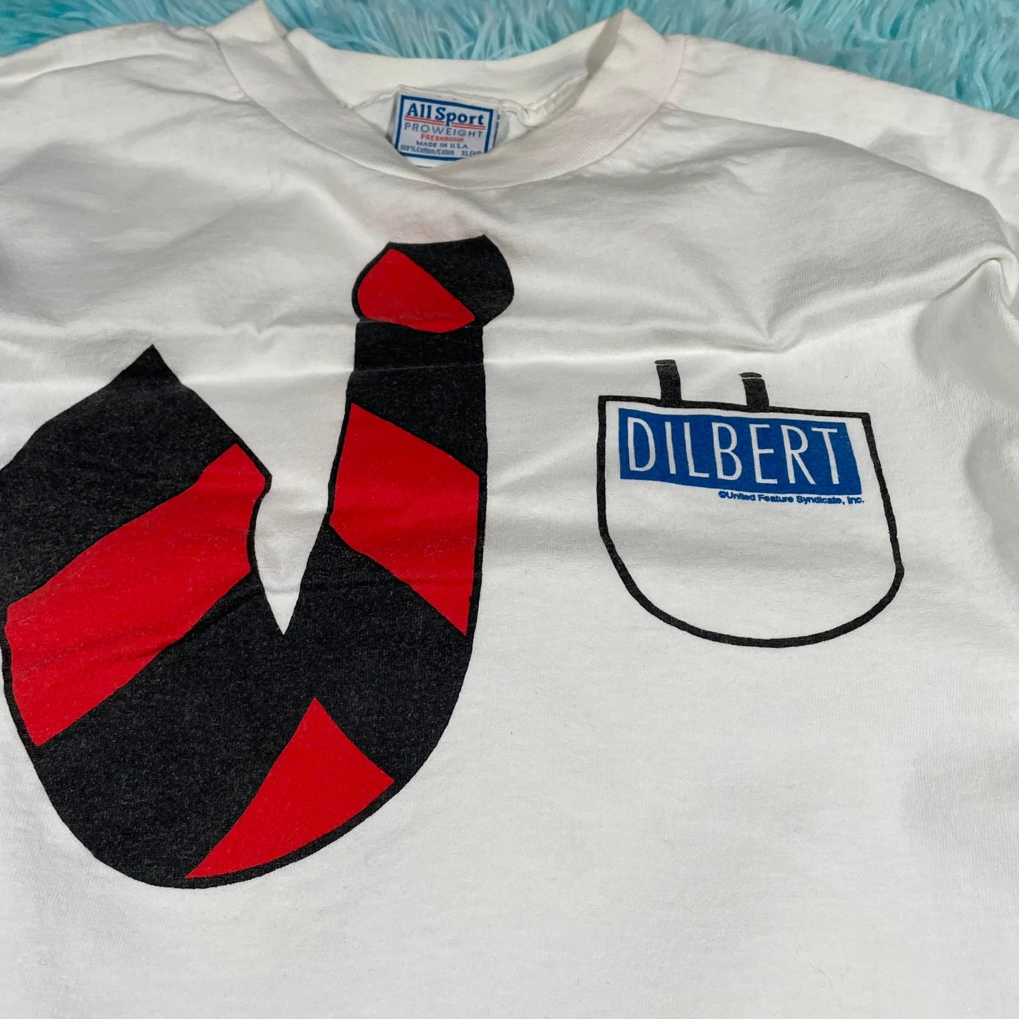 Vintage 90s White Dilbert Comic Graphic T Shirt - XL