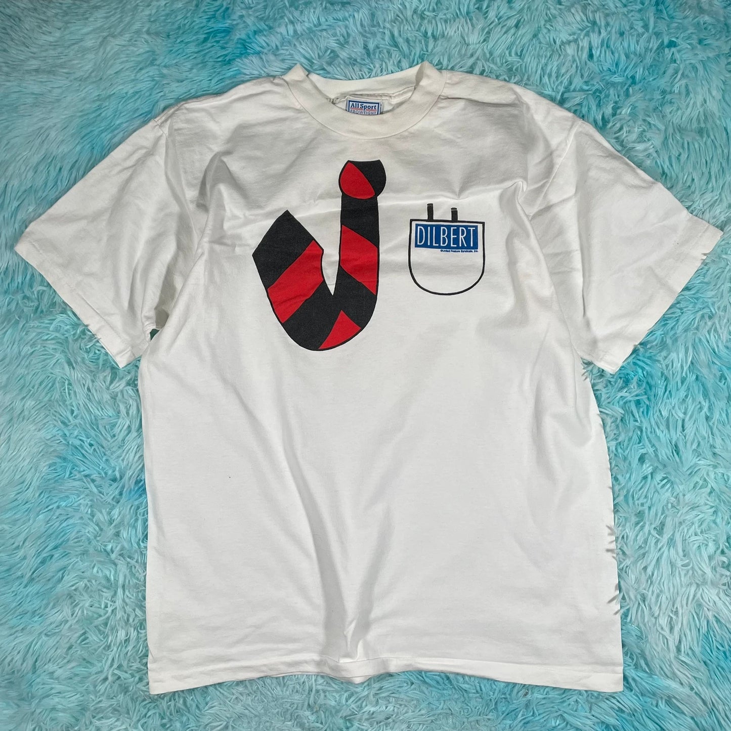 Vintage 90s White Dilbert Comic Graphic T Shirt - XL