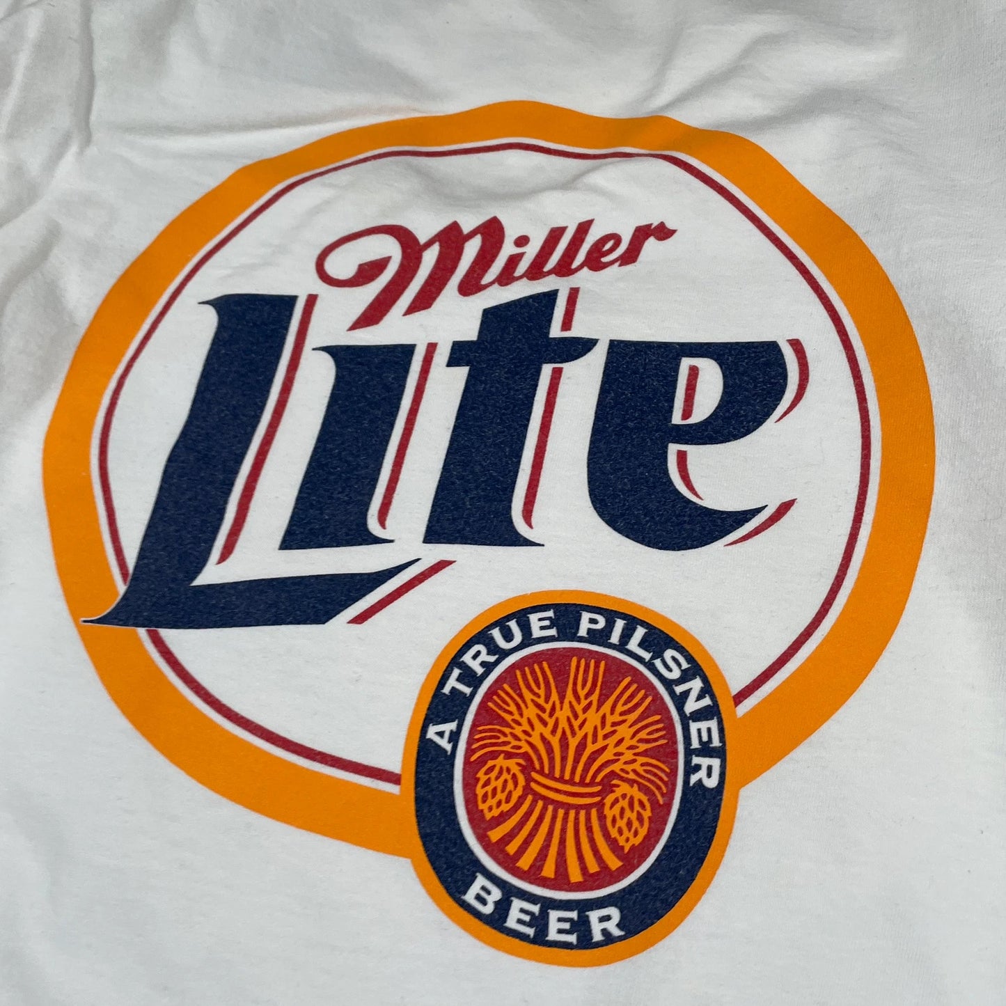 Vintage 90s White Miller Lite Beer Graphic T Shirt Long Sleeve - XL