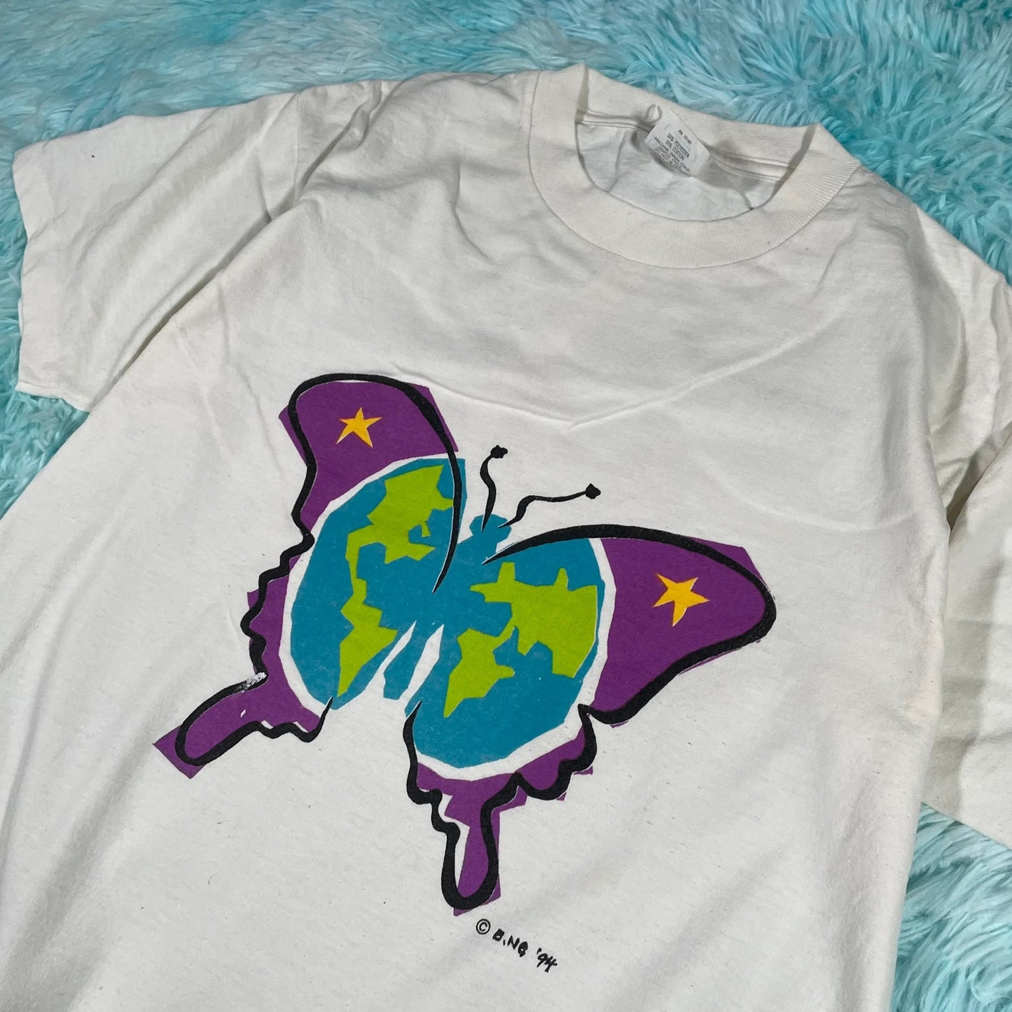 Vintage 90s White Nature Graphic T Shirt - Large
