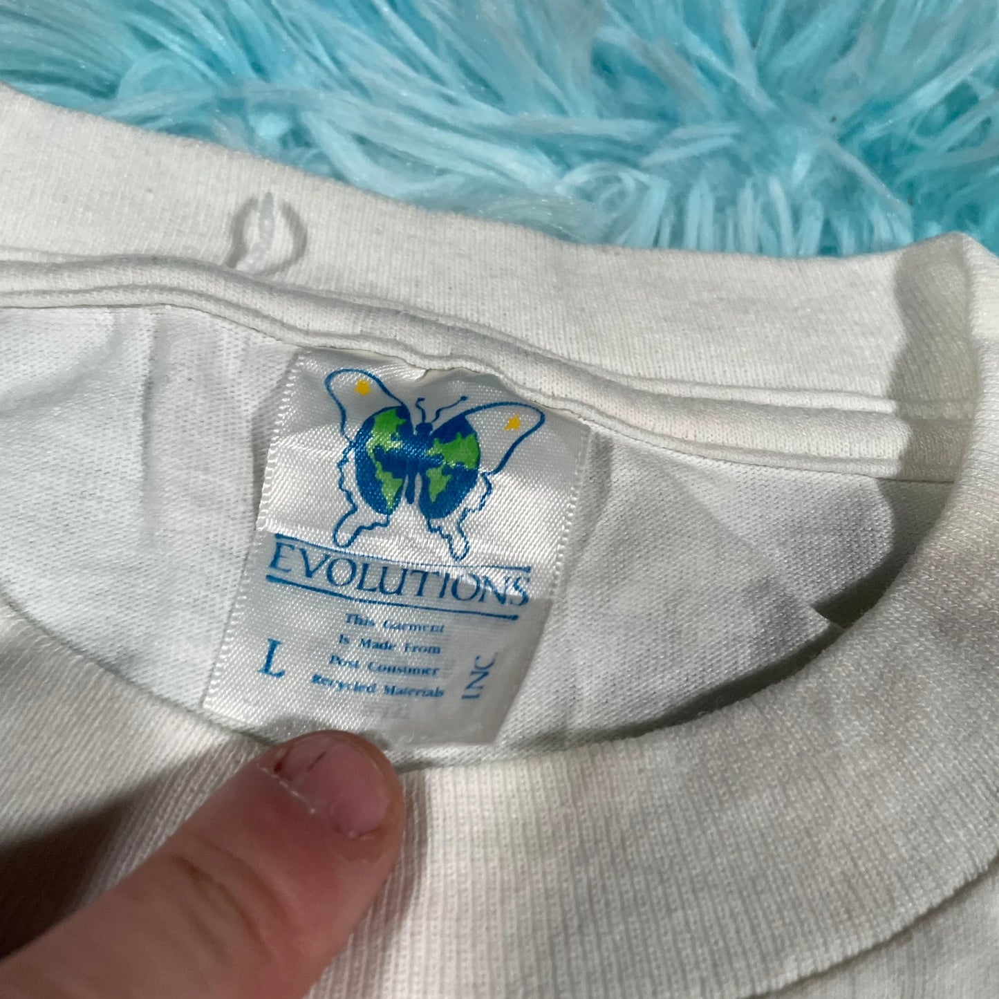 Vintage 90s White Nature Graphic T Shirt - Large