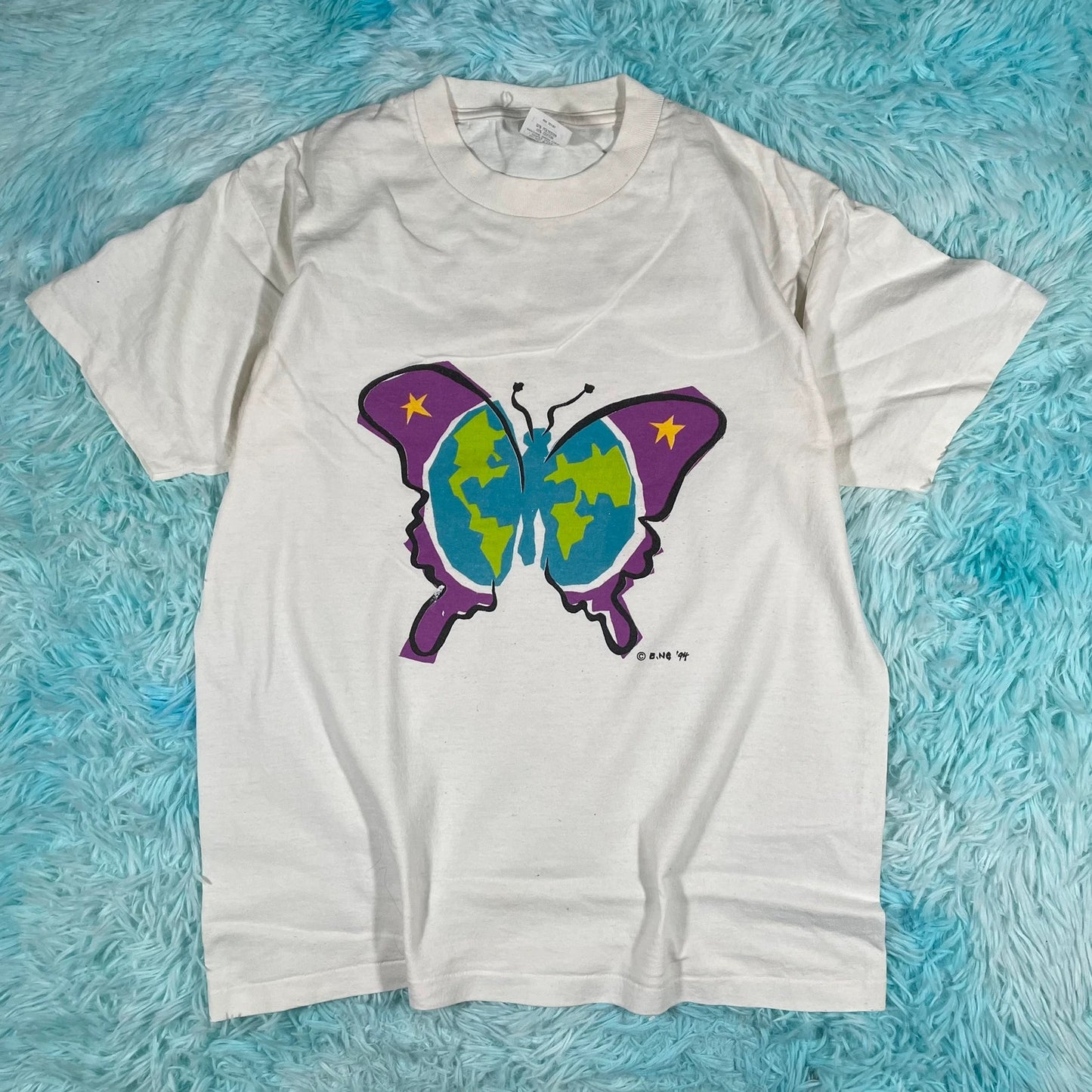Vintage 90s White Nature Graphic T Shirt - Large