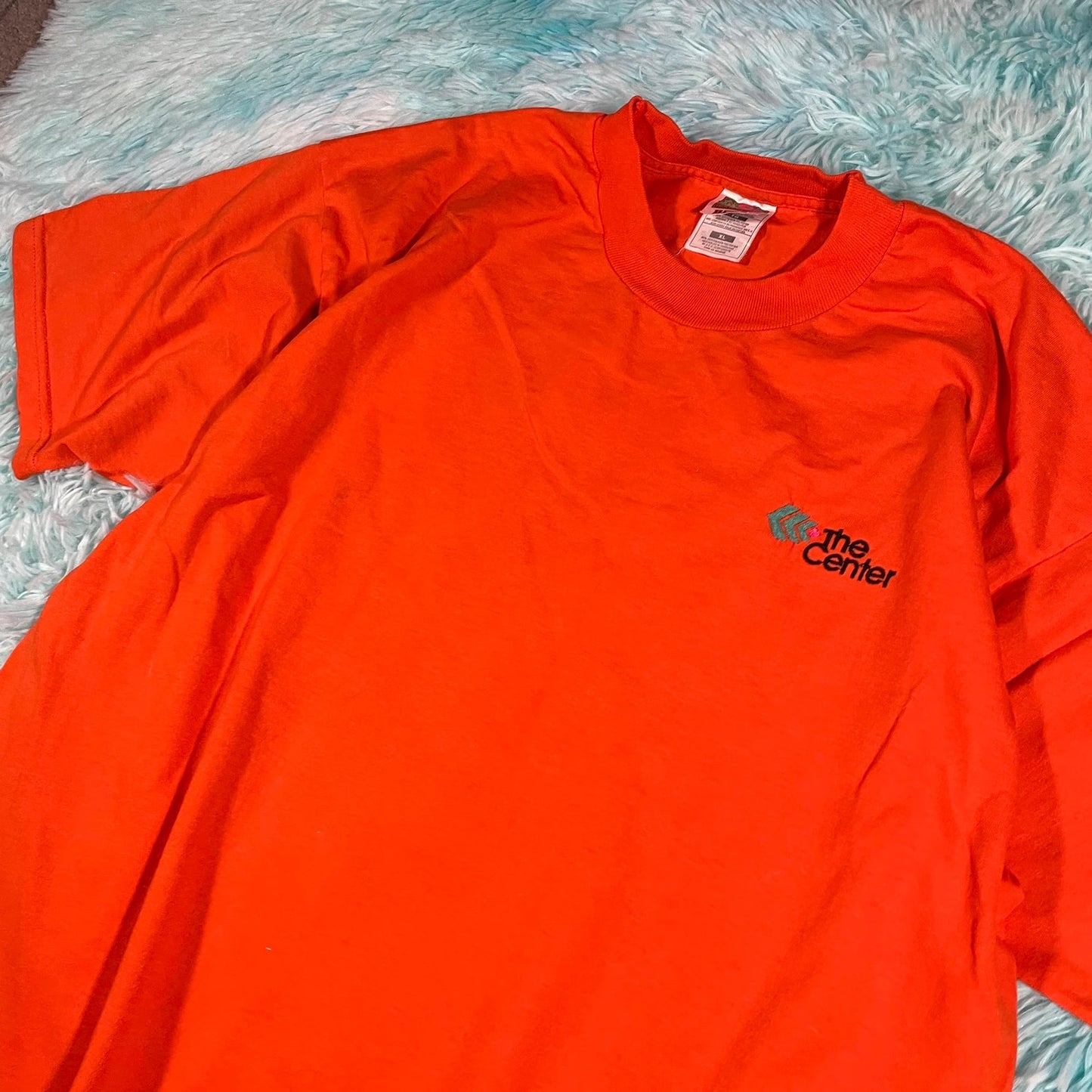 Vintage 90s Orange The Centre Company Graphic T Shirt - XL