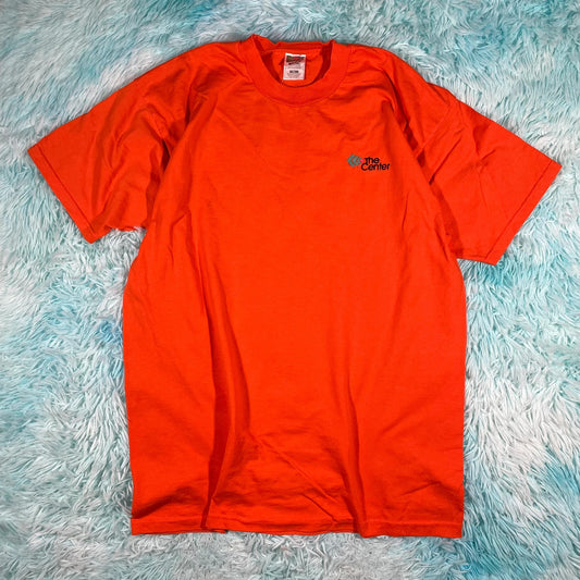 Vintage 90s Orange The Centre Company Graphic T Shirt - XL