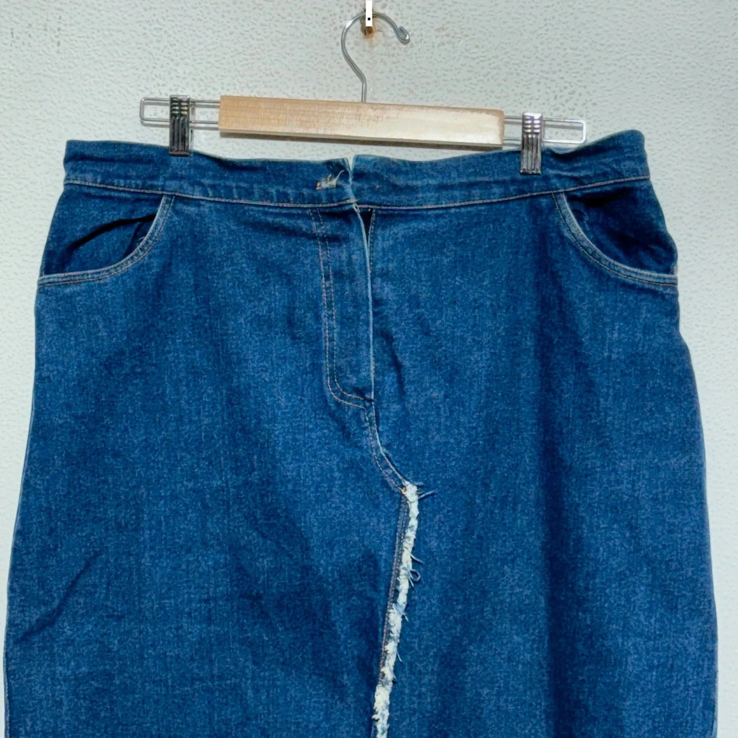 Vintage 90s Blue Long Denim Skirt - 38W